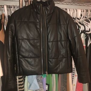 Brand New Veda leather puffer jacket